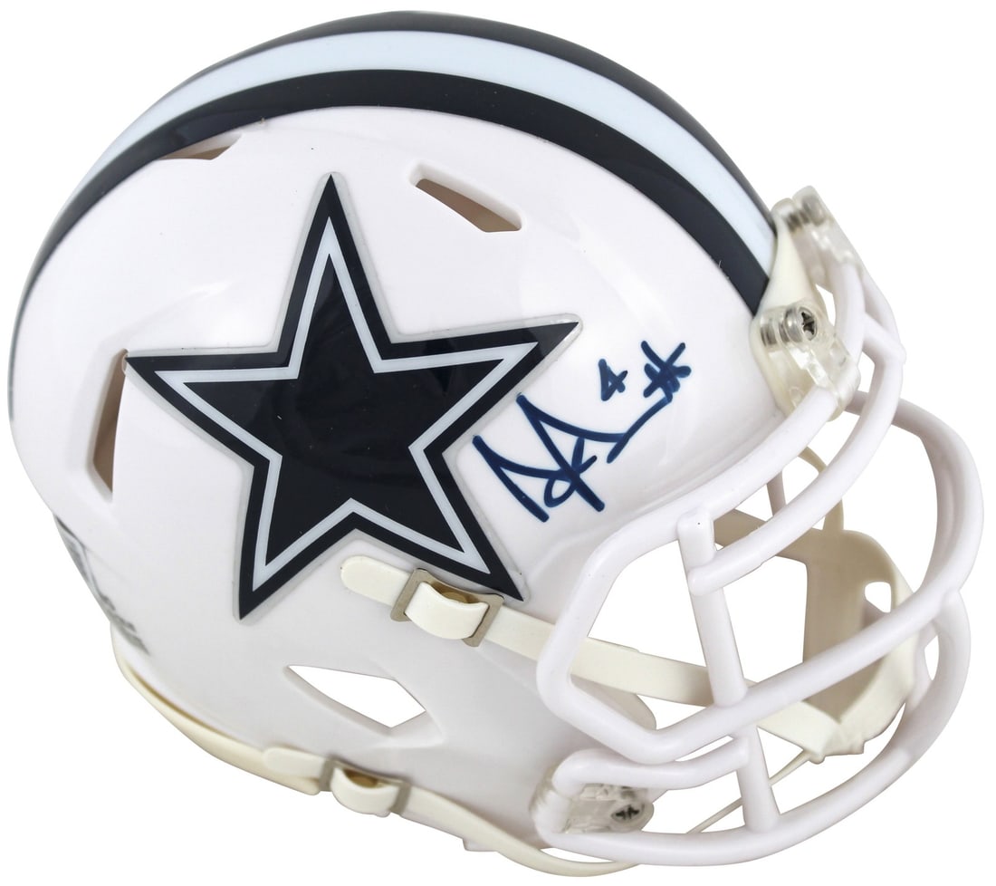 Dak Prescott Signed 2022 Alternate White Speed Mini Helmet BAS Witnessed (1 of 2)