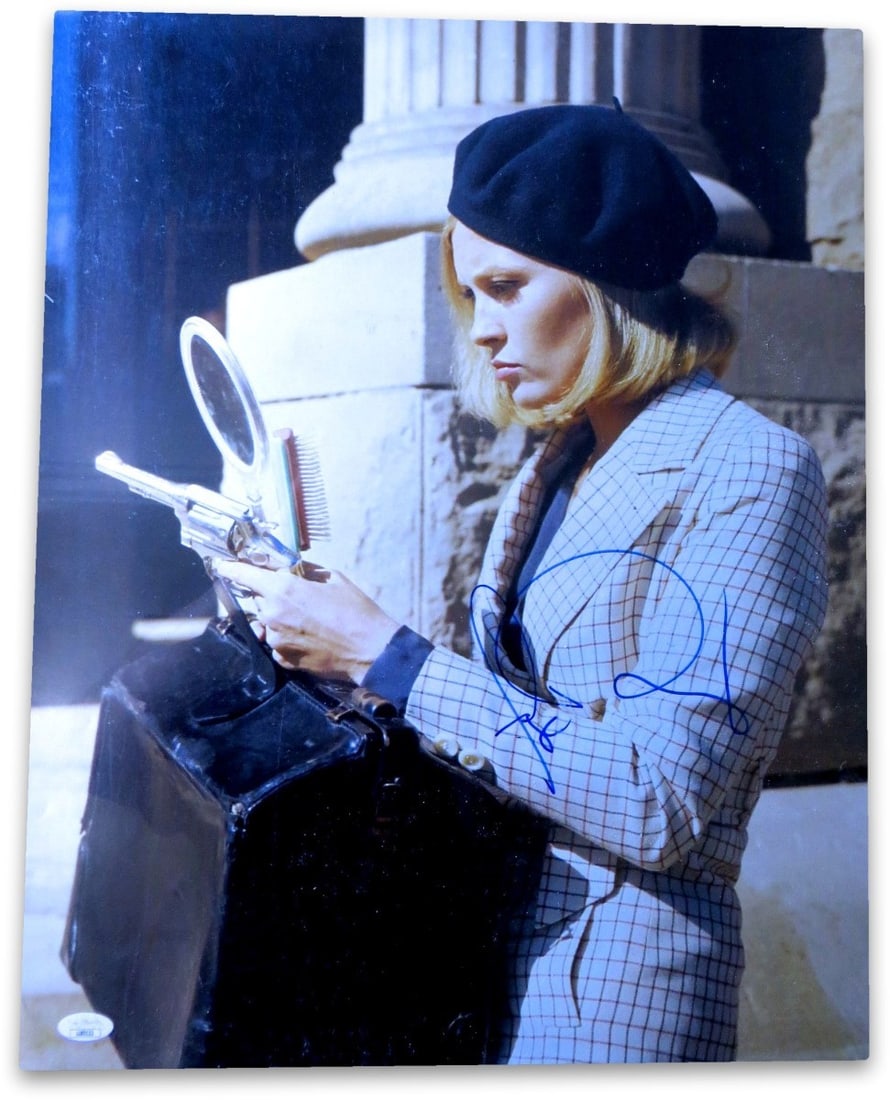 Faye Dunaway Autographed 16x20 Photo Bonnie and Clyde JSA Certified: Faye Dunaway Autographed 16x20 Photo Bonnie and Clyde JSA Certified This is a stunning 16x20 photograph of Faye Dunaway, famously known for her role in 'Bonnie and Clyde'. The photo is personally sign
