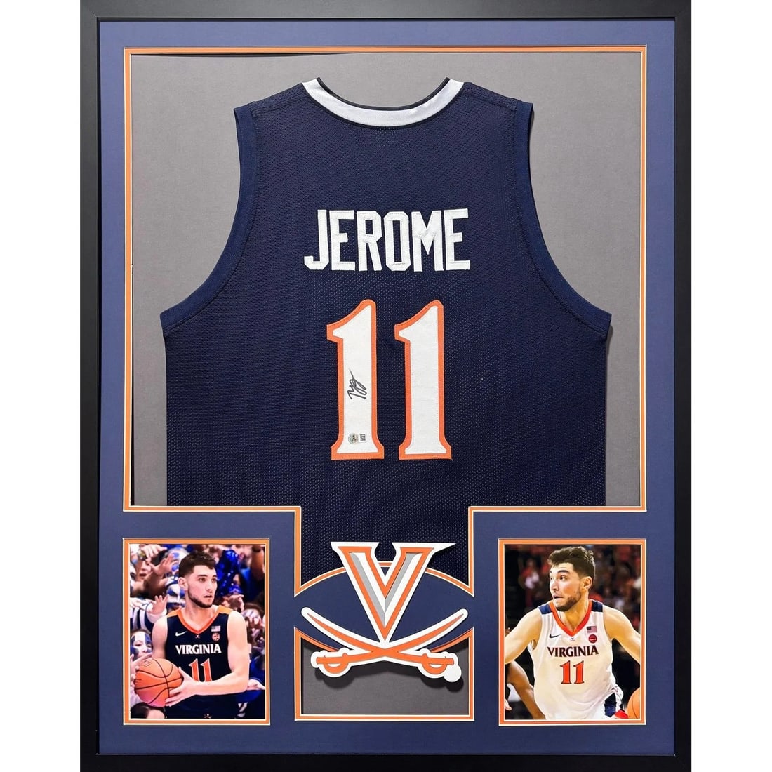 Framed Ty Jerome Virginia Cavaliers Autographed Jersey Beckett (1 of 2)