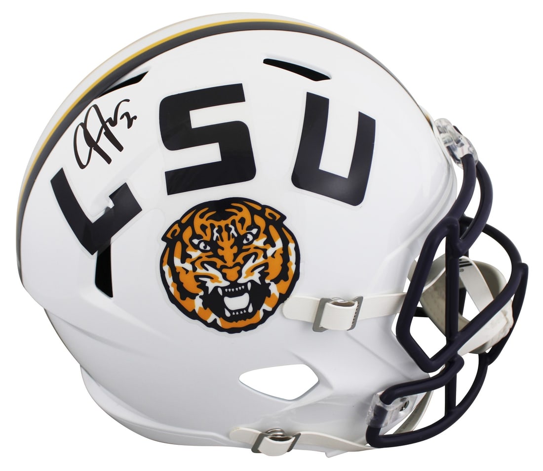 Justin Jefferson autographed LSU full size Speed replica helmet Beckett witnessed (1 of 3)