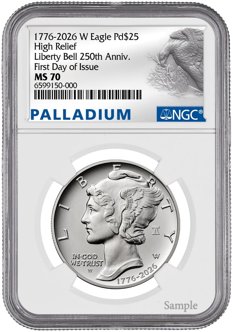 2026-W NGC MS70 Palladium Eagle $25 Bell Privy 1 oz High Relief (1 of 2)
