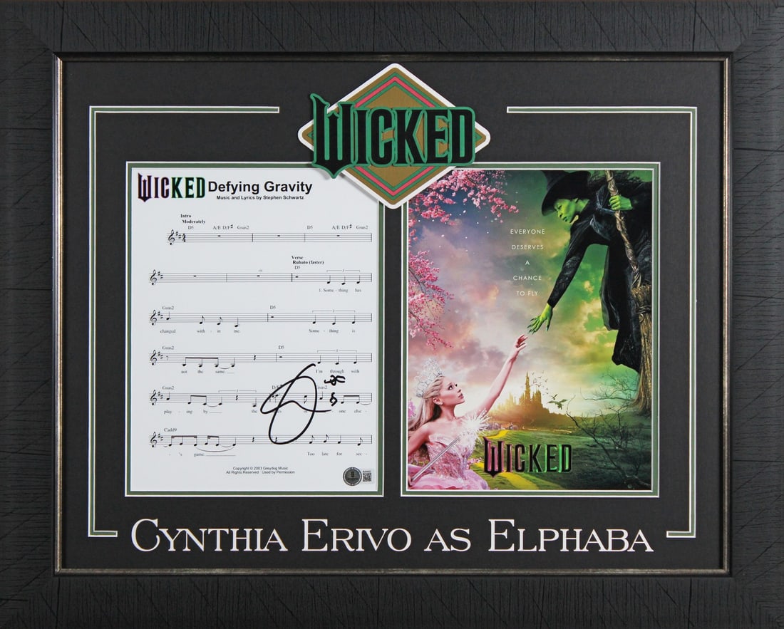 Framed 8x10 Music Sheet Photo Signed by Cynthia Erivo BAS BV04002 (1 of 2)