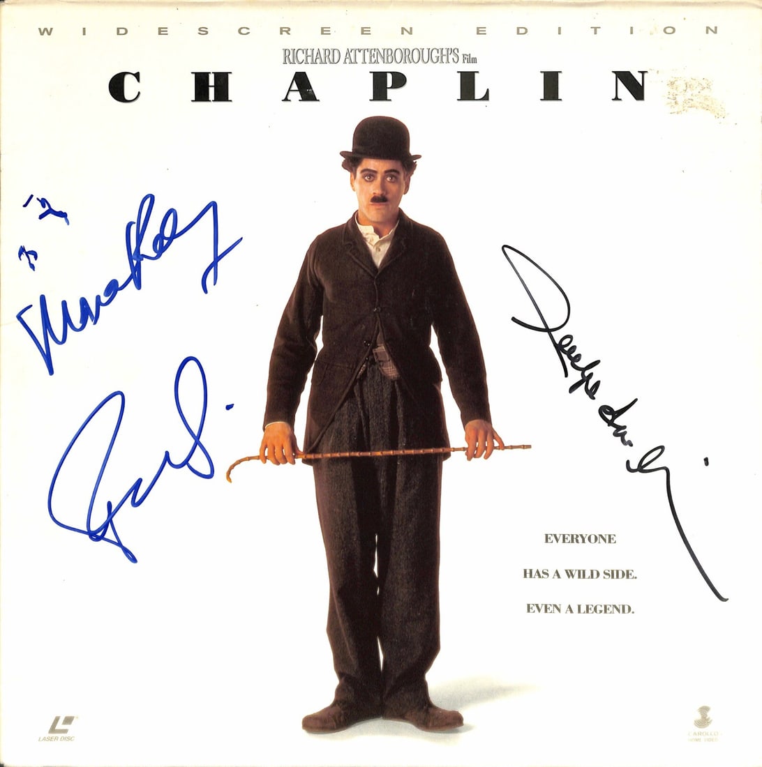 Chaplin laserdisc signed by Robert Downey Jr Moira Kelly Penelope Ann Miller (1 of 1)