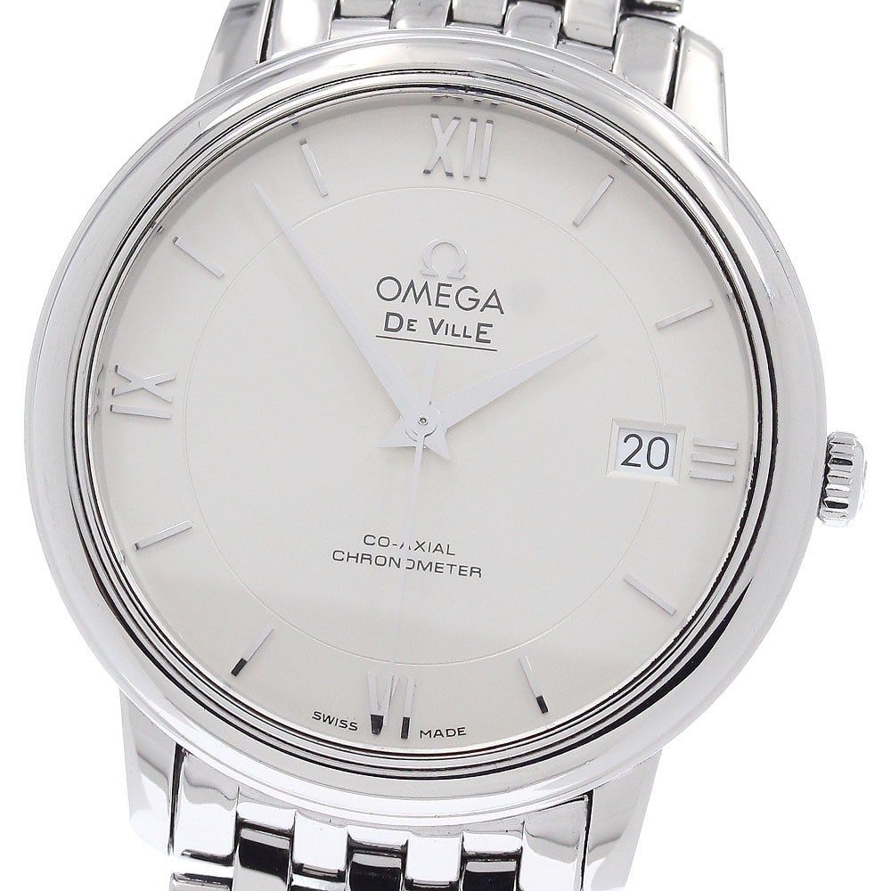 OMEGA De Ville Prestige 424.10.37.20.02.001 Automatic Date Men's Watch: OMEGA De Ville Prestige 424.10.37.20.02.001 Automatic Date Men's Watch OMEGA De Ville Prestige men's wristwatch with automatic movement and date display. This watch features a silver dial with a stain
