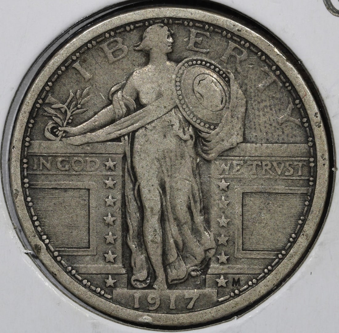 1917 Silver 25C Standing Liberty Quarter Type 1 VF (1 of 1)