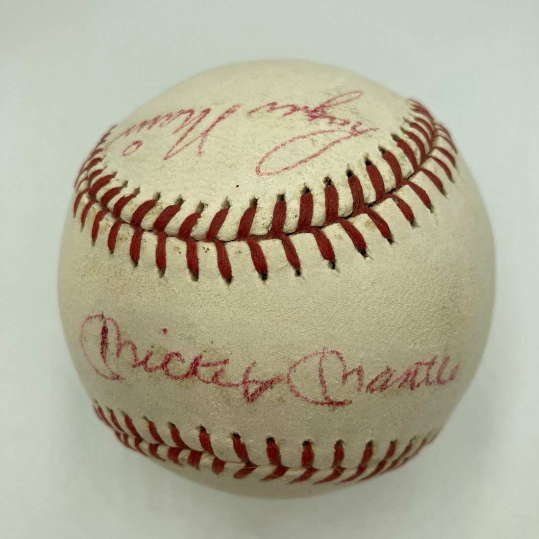 1960s American League Cronin baseball signed by Mantle and Maris JSA: 1960s American League Cronin baseball signed by Mantle and Maris JSA This is an original 1960s American League Cronin baseball signed by both Mickey Mantle and Roger Maris. The ball features authentic