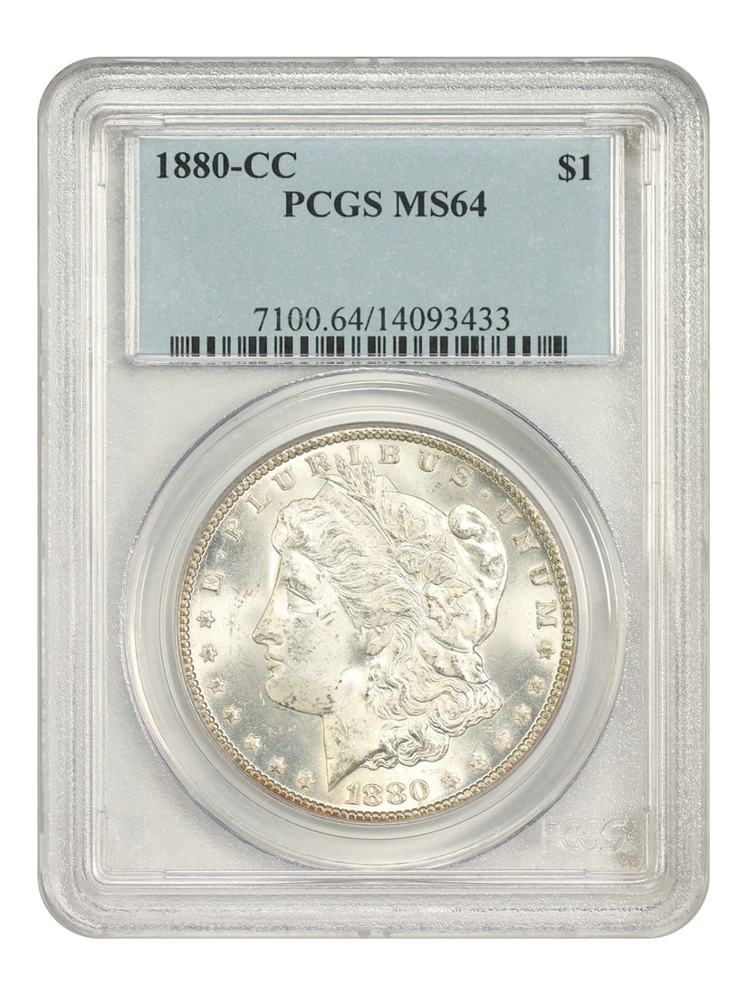 PCGS MS64 1880 CC Morgan Silver Dollar Carson City $1: PCGS MS64 1880 CC Morgan Silver Dollar Carson City $1 1880-CC Morgan Dollar certified by PCGS as MS64. This uncirculated Carson City issue is noted as a popular, better-date Morgan Dollar. Pre-owned. 