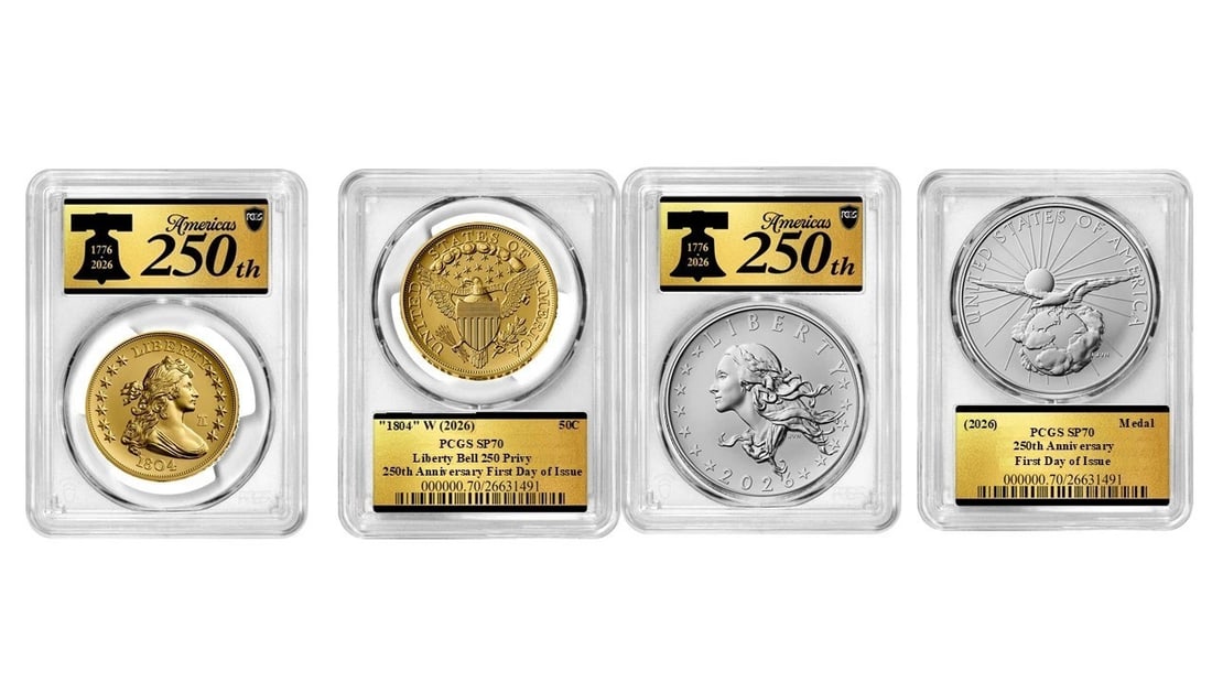 PCGS FDOI 2026-W Best of Mint 1804 Gold Dollar Silver Medal Set: PCGS FDOI 2026-W Best of Mint 1804 Gold Dollar Silver Medal Set PCGS-certified 2026-W Best of Mint 1804 Gold Dollar & Silver Medal 2-coin set from the U.S. Mint. This pre-owned set features a gold com
