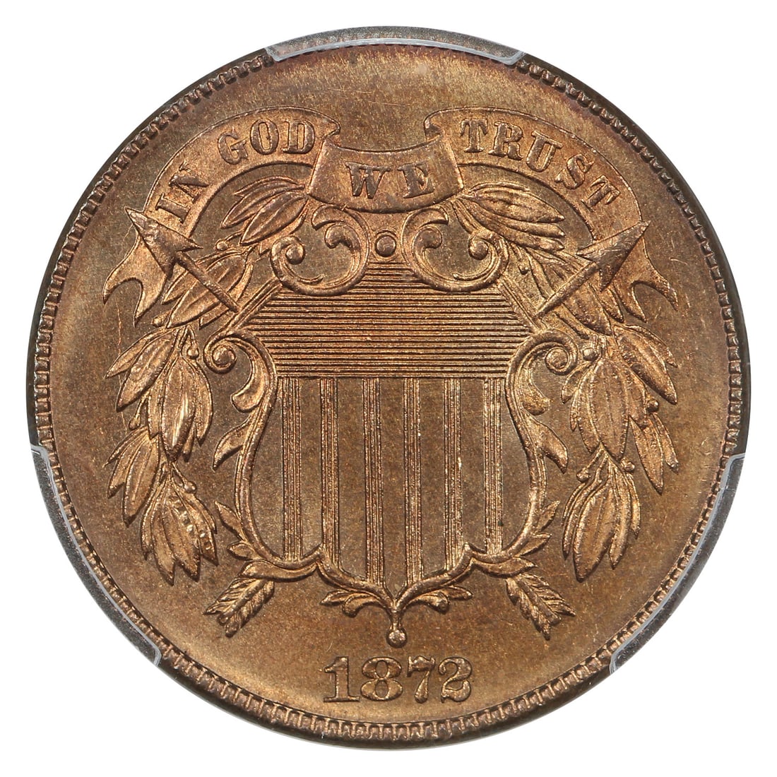 Key Date 1872 Two Cent 2C PCGS CAC MS65+RD - 3