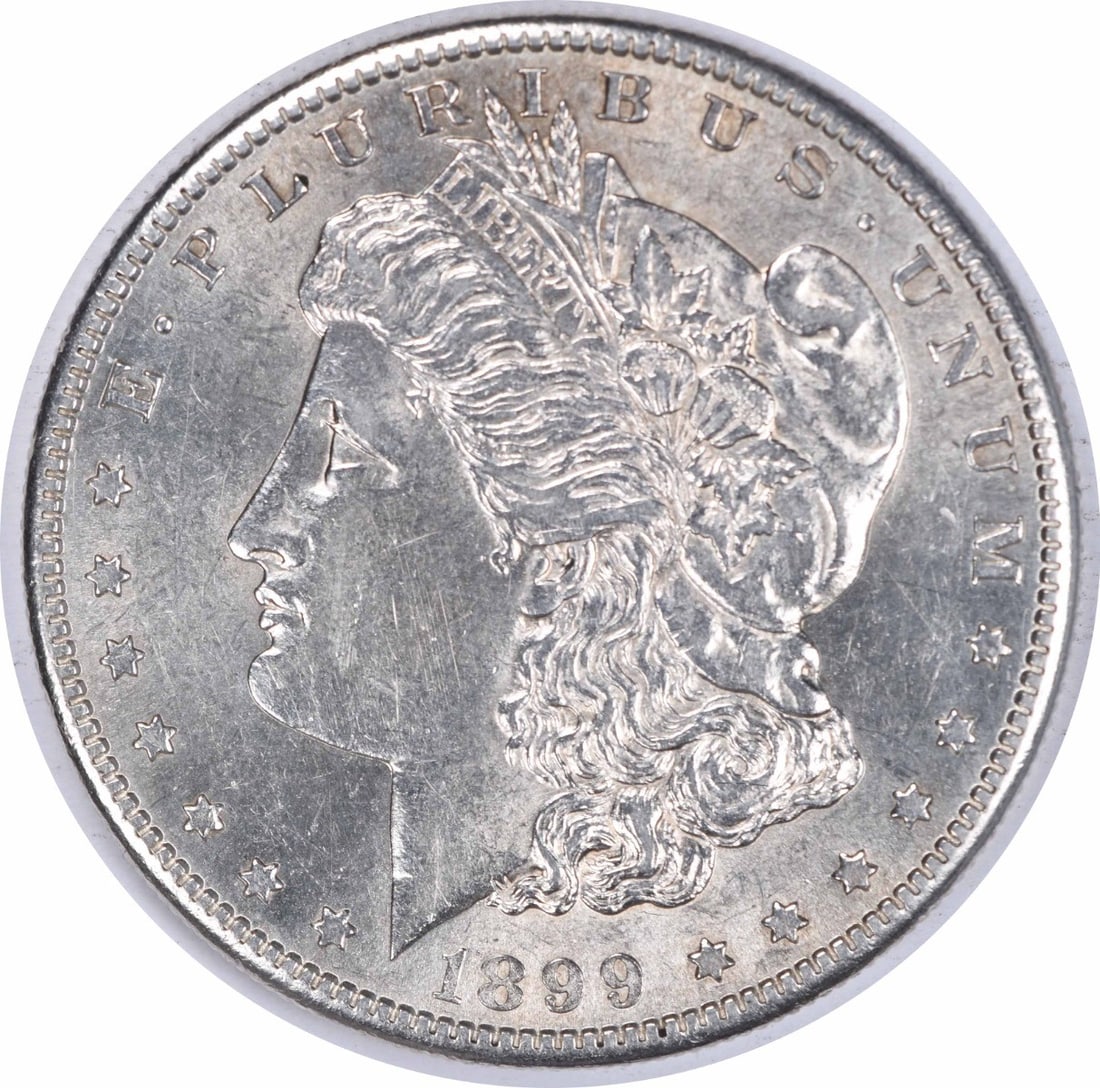 1899-S Morgan Silver Dollar Coin AU Uncertified San Francisco: 1899-S Morgan Silver Dollar Coin AU Uncertified San Francisco This 1899-S Morgan Silver Dollar features a stunning design by George T. Morgan, embodying the classic American coinage of the late 19th c