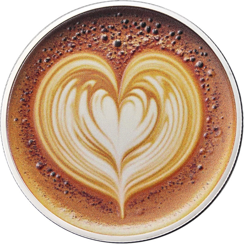 Cameroon 2026 1000 Francs Cappuccino Heart 1 Oz Silver Coin OGP COA: Cameroon 2026 1000 Francs Cappuccino Heart 1 Oz Silver Coin OGP COA Original 2026 Cameroon 1000 Francs Cappuccino Heart coin struck in 1 ounce of .999 fine silver. This uncirculated stock coin is offe