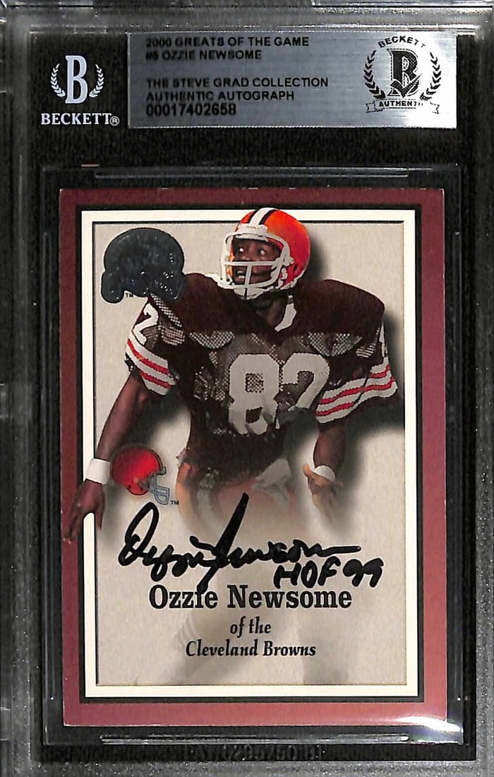 Ozzie Newsome Beckett Autographed 2000 Greats of the Game Football Card (1 of 1)