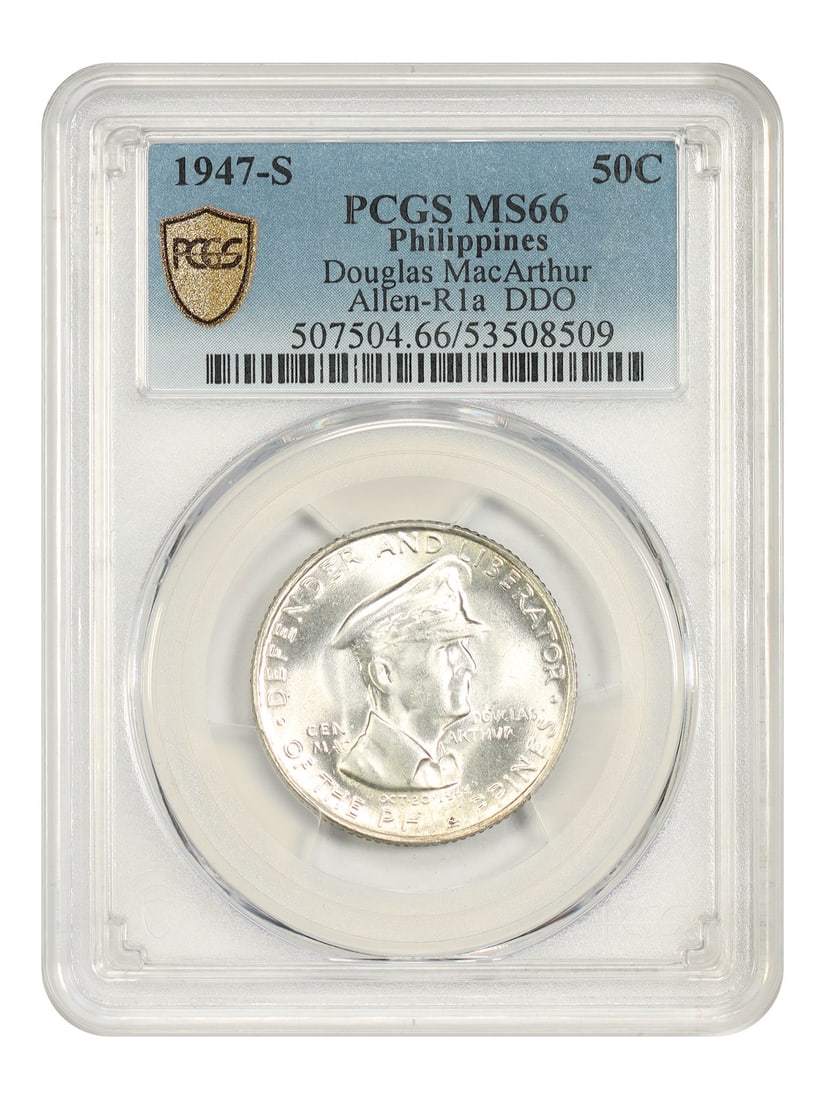 1947-S Philippines 50C PCGS MS66 Douglas MacArthur DDO Allen-R1a (1 of 5)