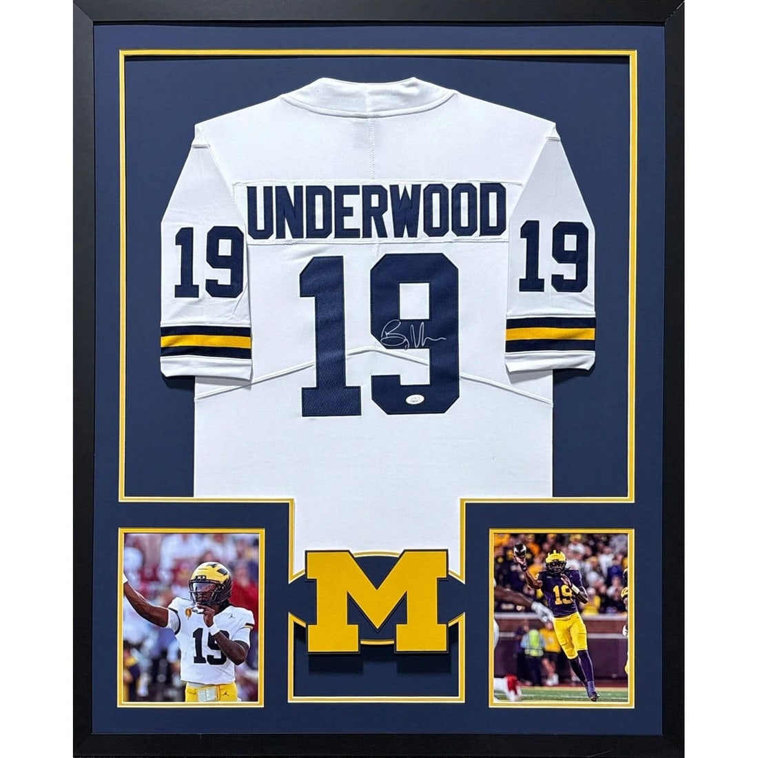 Bryce Underwood Signed Framed Jersey JSA Authenticated Michigan: Bryce Underwood Signed Framed Jersey JSA Authenticated Michigan Enhance your sports memorabilia collection with this autographed Bryce Underwood framed jersey. This striking piece features meticulous 