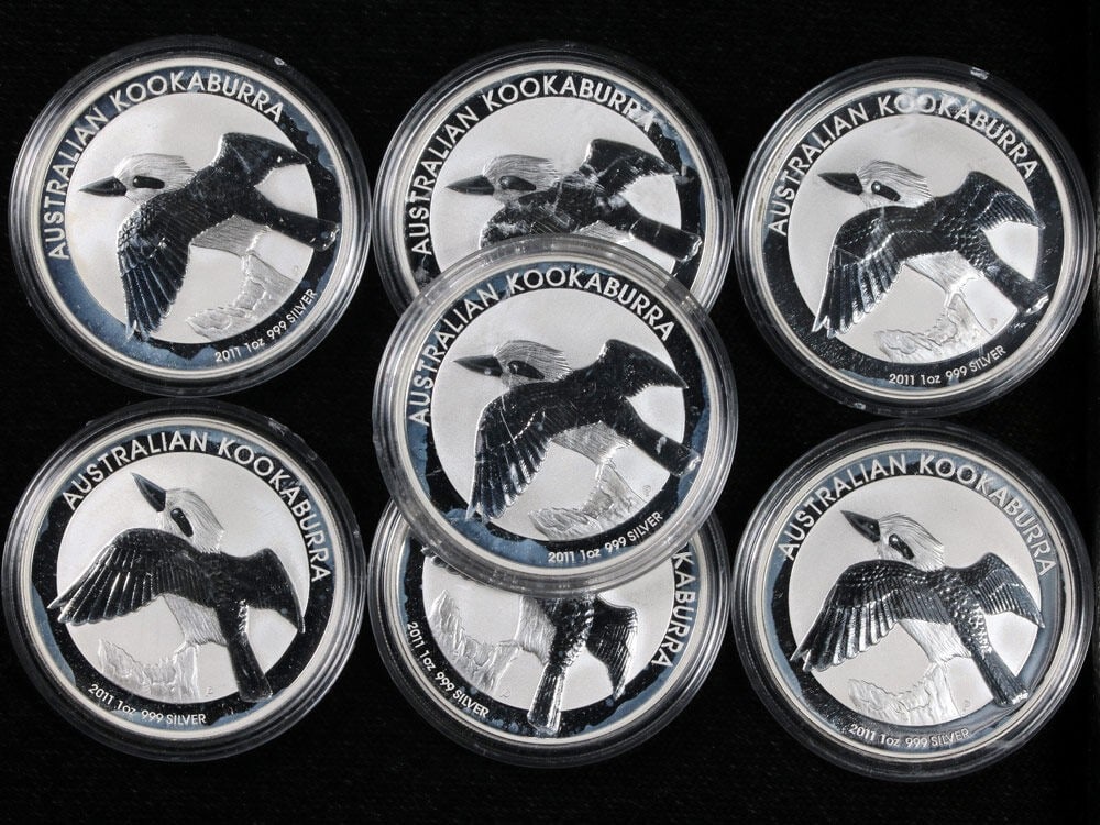 7 Coin 2011 Australia Silver $1 Kookaburra 1 Ounce Set .999 Fine (1 of 2)