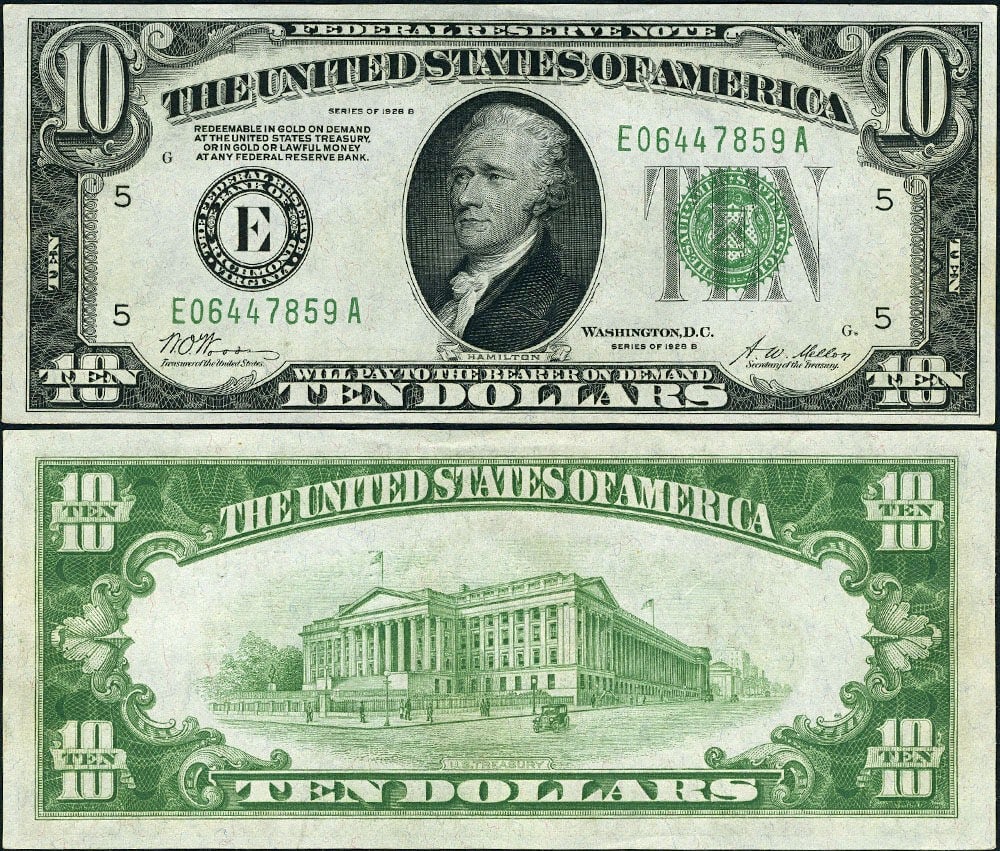 1928-B $10 Richmond E-A Block Federal Reserve Note Fr. 2002 E Choice CU (1 of 3)