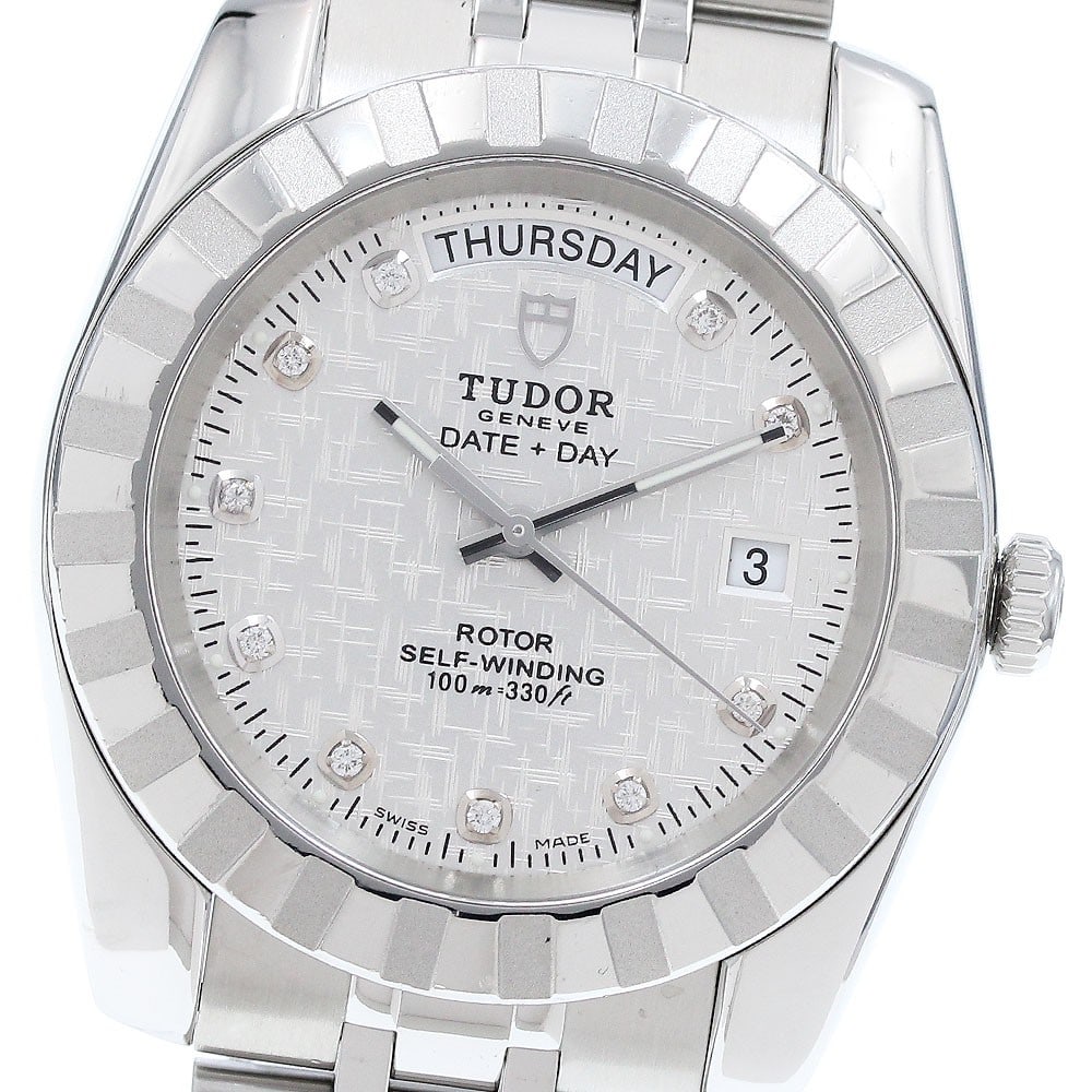 TUDOR Ref 23010 Classic Date-Day Automatic Mens Stainless Steel Watch: TUDOR Ref 23010 Classic Date-Day Automatic Mens Stainless Steel Watch TUDOR Classic Date-Day men's wristwatch with automatic movement and a silver dial. This reference 23010 features a stainless steel