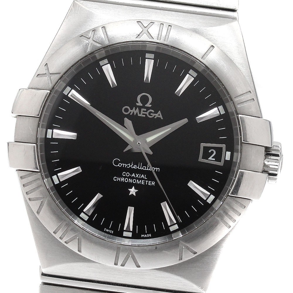 OMEGA Constellation Automatic Date Mens Watch Ref 123.10.35.20.01.001: OMEGA Constellation Automatic Date Mens Watch Ref 123.10.35.20.01.001 OMEGA Constellation Date automatic men's wristwatch with a black dial and stainless steel case and bracelet. This watch-only offer