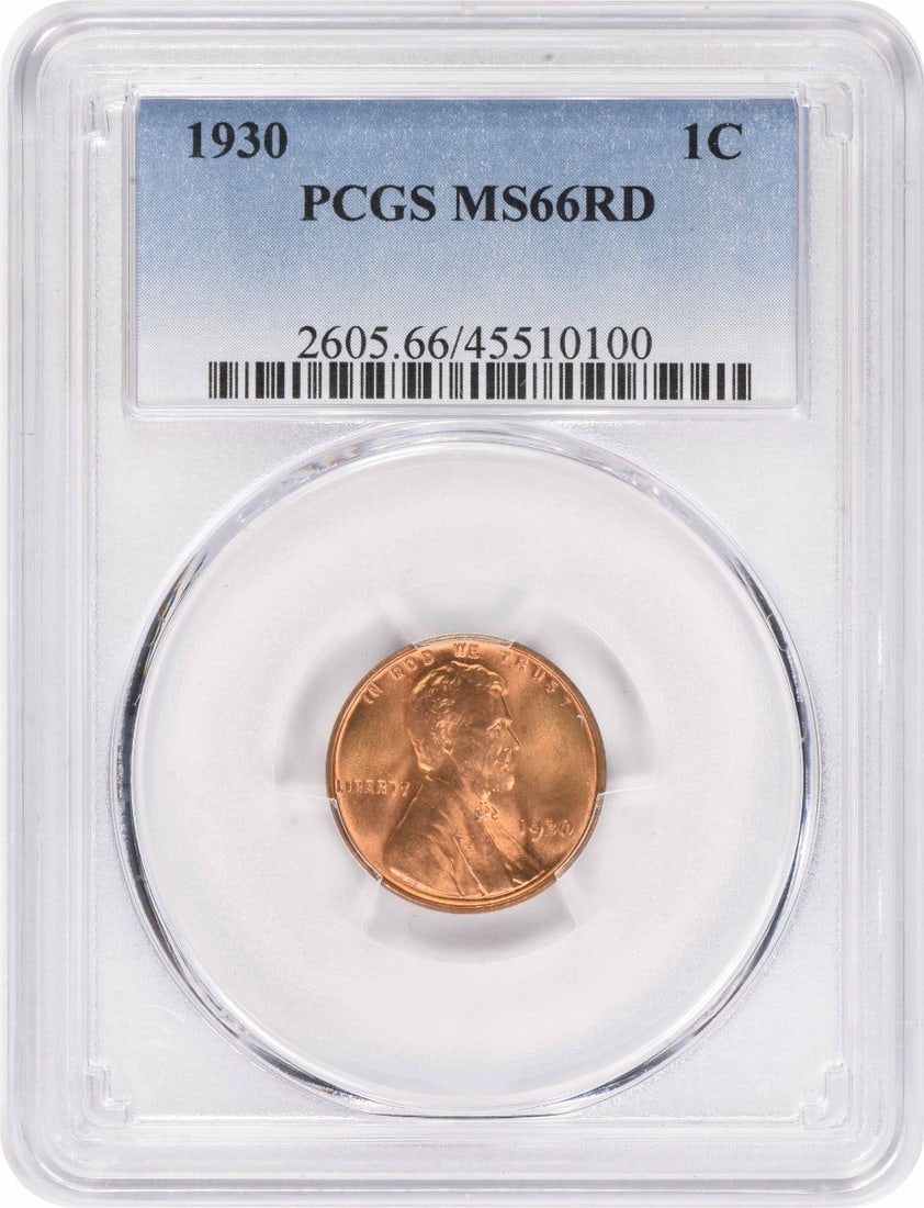 1930 Lincoln Cent MS66RD PCGS Certified Uncirculated Coin (1 of 4)