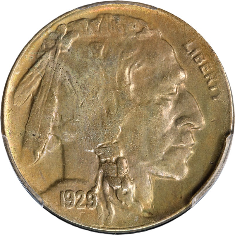 1929-D Buffalo Nickel Graded AU Details by PCGS: 1929-D Buffalo Nickel Graded AU Details by PCGS This 1929-D Buffalo Nickel is certified by PCGS with an AU Details grade. The coin features decent eye appeal, an average strike, and displays toning. I