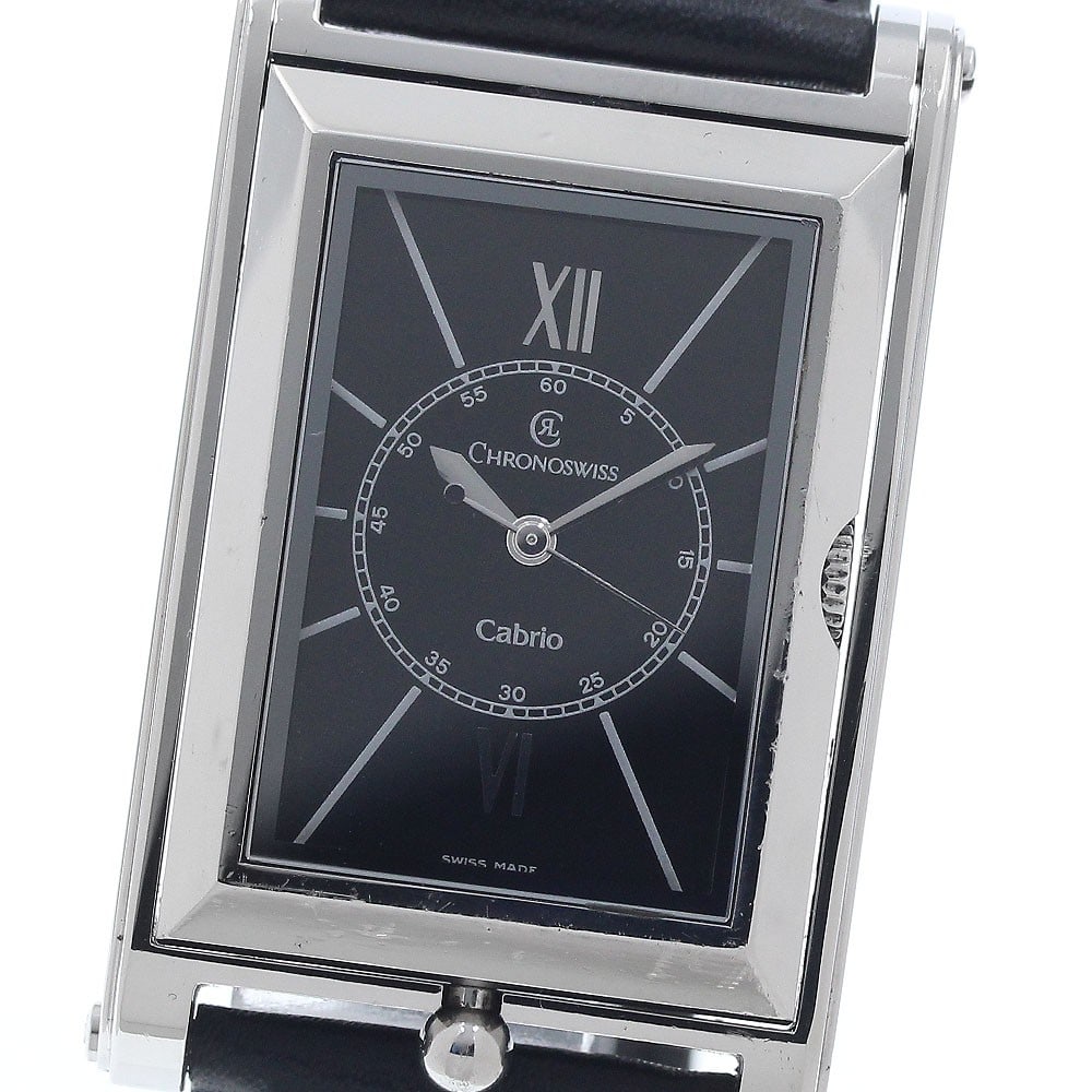 Chronoswiss Cabrio mens automatic chronograph watch black dial: Chronoswiss Cabrio mens automatic chronograph watch black dial Chronoswiss Cabriolet automatic men's wristwatch with chronograph function. This watch features a black dial in a stainless steel case an