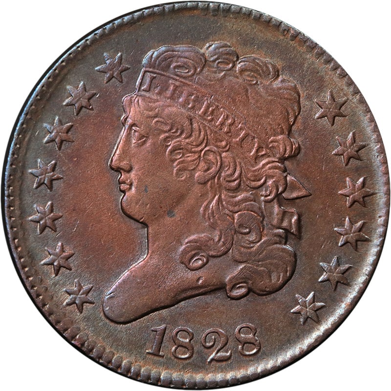 1828 Classic Head Half Cent Copper Coin C-3 R.1 Uncirculated (1 of 2)