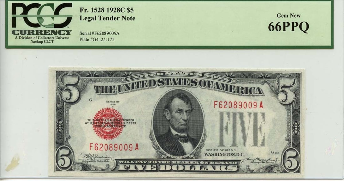 1928C $2 Legal Tender Note Fr# 1528 PCGS Gem 66 EPQ: 1928C $2 Legal Tender Note Fr# 1528 PCGS Gem 66 EPQ This 1928C $2 Legal Tender note, designated Fr# 1528, is certified by PCGS Currency with a remarkable grade of Gem 66 EPQ, indicating its exceptiona