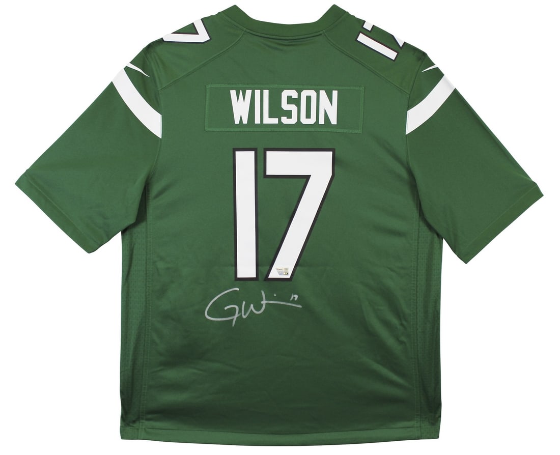 Garrett Wilson signed Nike game jersey New York Jets Fanatics authentic: Garrett Wilson signed Nike game jersey New York Jets Fanatics authentic Authentic signed green Nike game jersey personally autographed by Garrett Wilson of the New York Jets. This original jersey incl