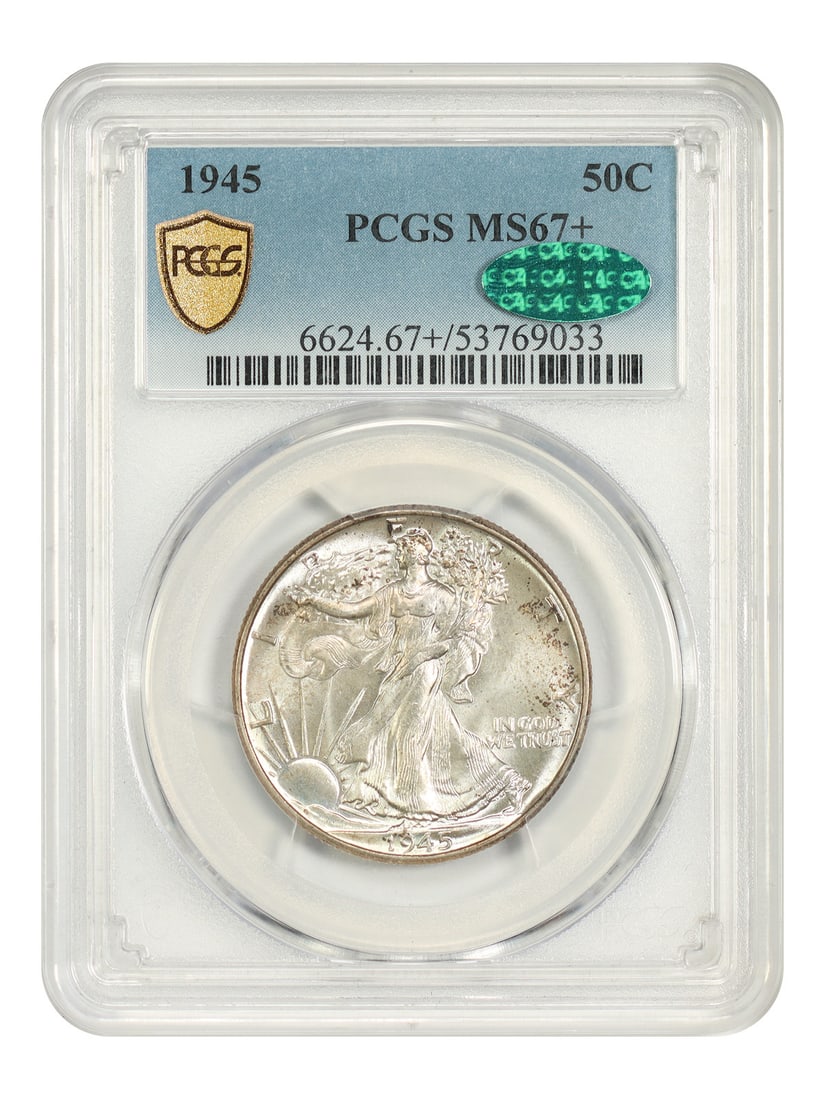 PCGS CAC 1945 Walking Liberty Half Dollar MS67+ 50C (1 of 5)
