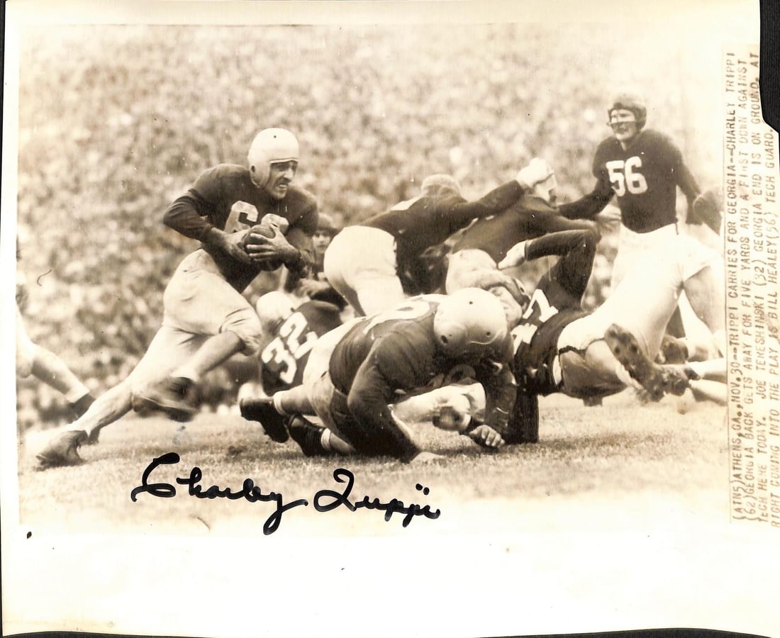 Beckett Authenticated Charley Trippi Sepia Football Photo 8 1/2 x 11 (1 of 1)