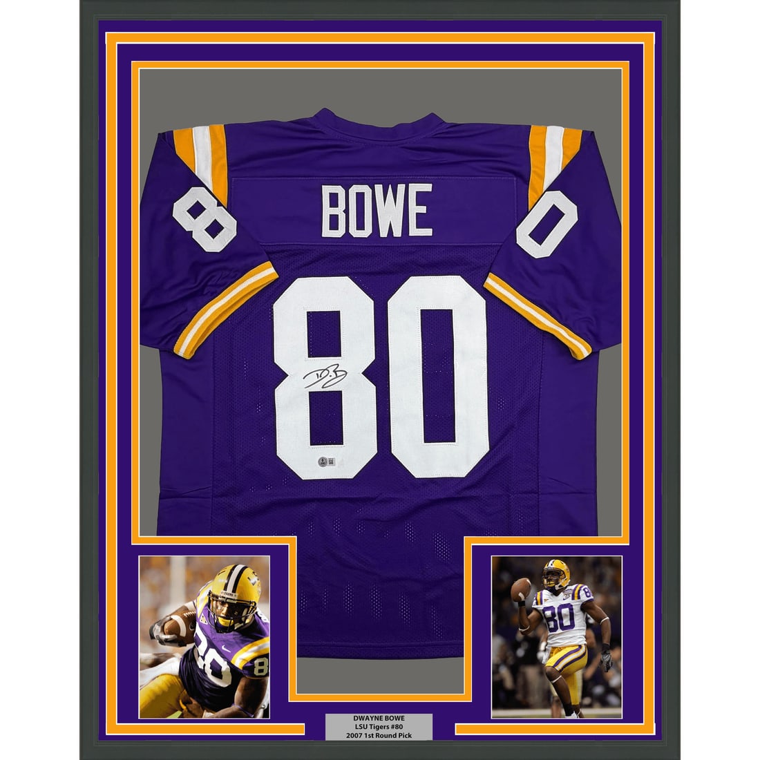 35x39 Framed LSU Tigers Dwayne Bowe Signed Purple Jersey Beckett BAS (1 of 2)