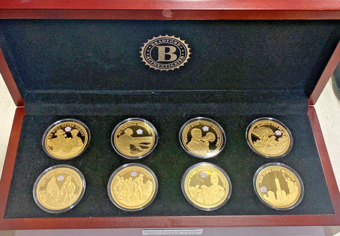 2020 Proof Commemorative Coin Set Honoring September 11 20th Anniversary: 2020 Proof Commemorative Coin Set Honoring September 11 20th Anniversary This is a 2020 20th Anniversary of September 11th Proof Coin Collection issued by the Bradford Exchange Mint. The commemorative