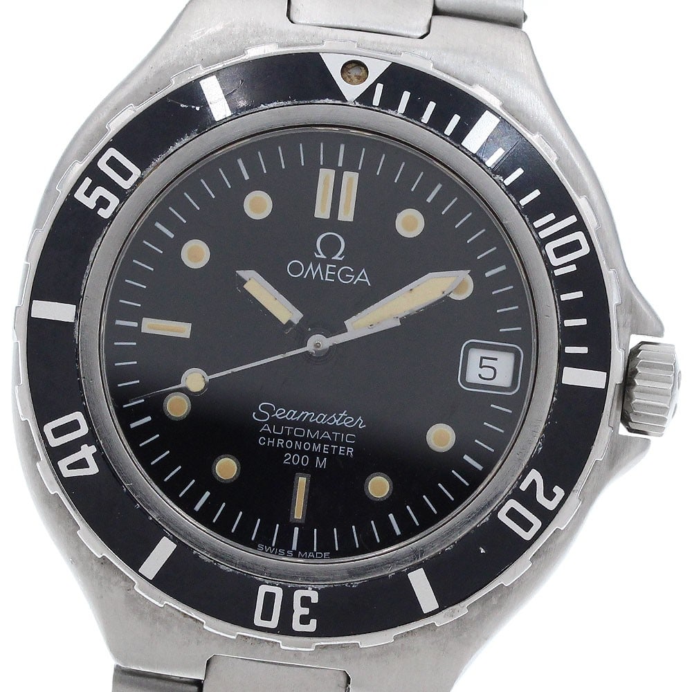 OMEGA Seamaster 200m Automatic Date Mens Stainless Steel Watch: OMEGA Seamaster 200m Automatic Date Mens Stainless Steel Watch OMEGA Seamaster 200m automatic men's wristwatch with date display. This watch features a black dial and stainless steel construction. Con