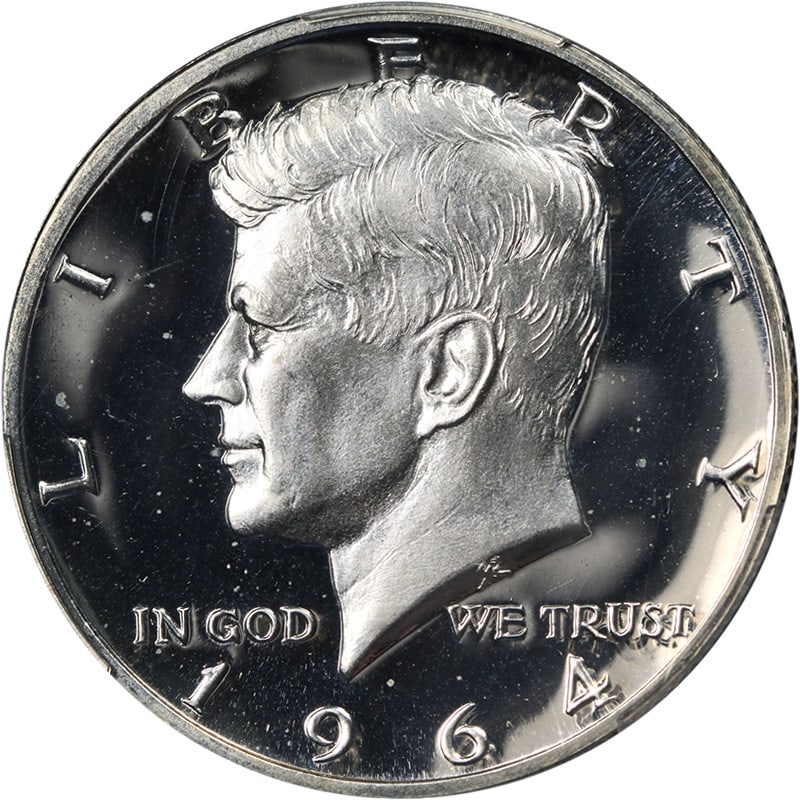 PCGS PR67 DCAM 1964 Kennedy Half Dollar Accented Hair Proof Silver: PCGS PR67 DCAM 1964 Kennedy Half Dollar Accented Hair Proof Silver Original 1964 Kennedy Half Dollar Proof with Accented Hair, certified by PCGS as PR67 DCAM. This silver coin is described as blast wh