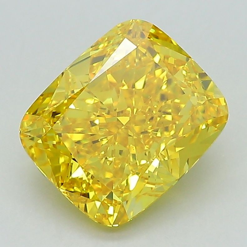 Loose Diamond - CUSHION MODIFIED 2.69ct Fancy Vivid Yellow VS1: Loose Diamond - CUSHION MODIFIED 2.69ct Fancy Vivid Yellow VS1 Source: This is a real non-mined Diamond that has been grown in a lab Shape: CUSHION MODIFIED Carats: 2.69 Color: Fancy Vivid Yellow Cert