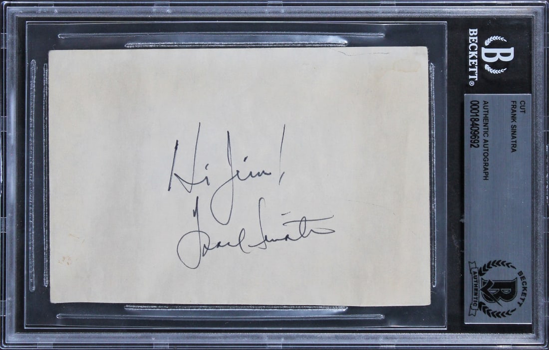 Frank Sinatra autographed 3.35x5 cut signature with Hi Jim Beckett slabbed (1 of 2)