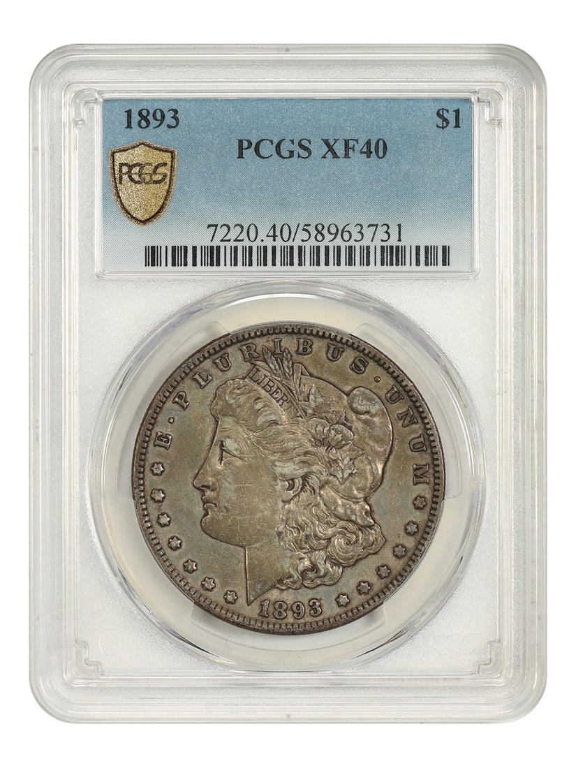1893 Philadelphia Morgan Silver Dollar PCGS XF40 Better Date: 1893 Philadelphia Morgan Silver Dollar PCGS XF40 Better Date 1893 Morgan Dollar certified by PCGS in XF40 condition. This circulated Philadelphia issue is a better date in the Morgan dollar series, wi