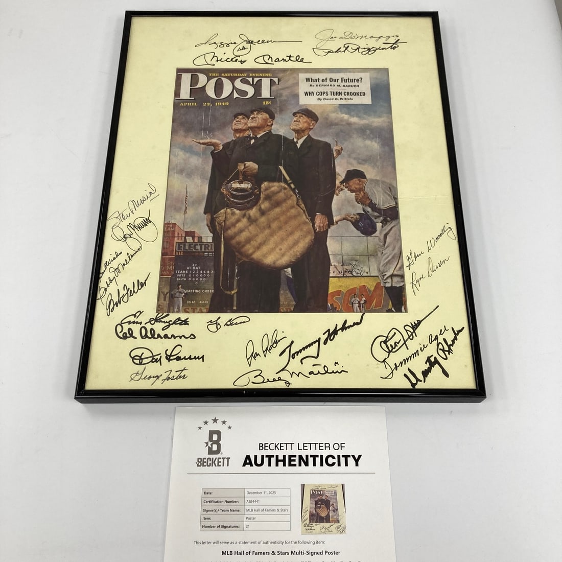Framed Norman Rockwell Saturday Evening Post Photo 21 Signatures BAS LOA (1 of 13)