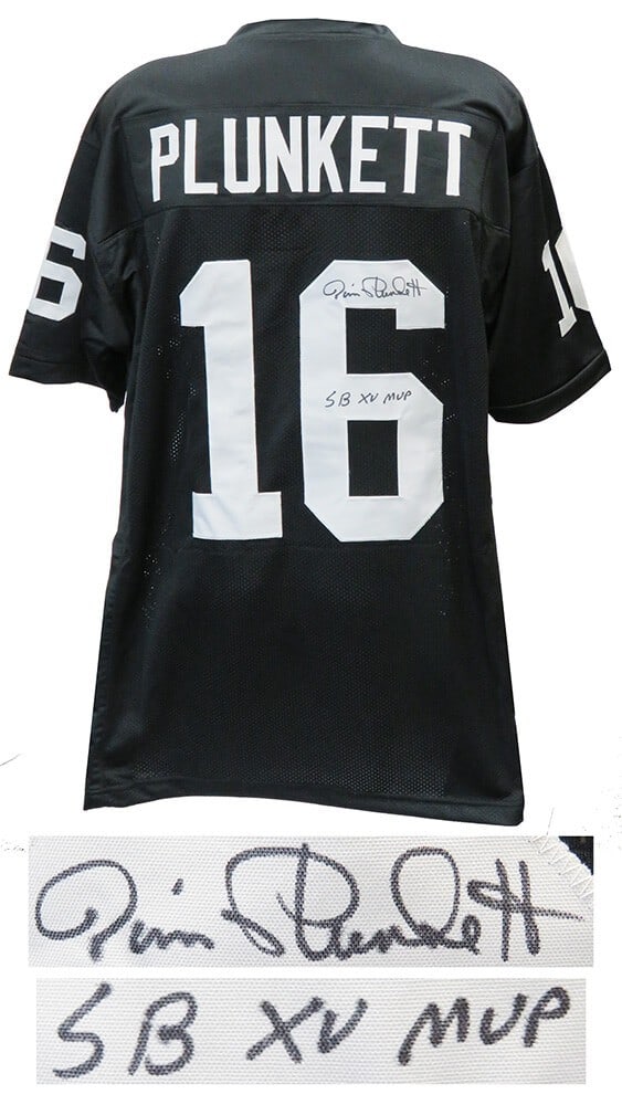 Jim Plunkett Signed Black Custom Jersey SB XV MVP COA (1 of 2)