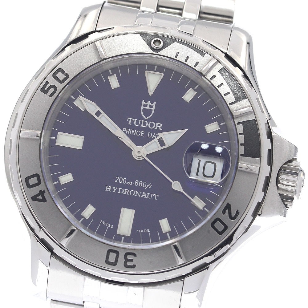 TUDOR Prince Date Hydronaut 89190P mens automatic blue dial watch: TUDOR Prince Date Hydronaut 89190P mens automatic blue dial watch TUDOR Prince Date Hydronaut automatic men's wristwatch with a blue dial, stainless steel case and stainless steel bracelet. This watch