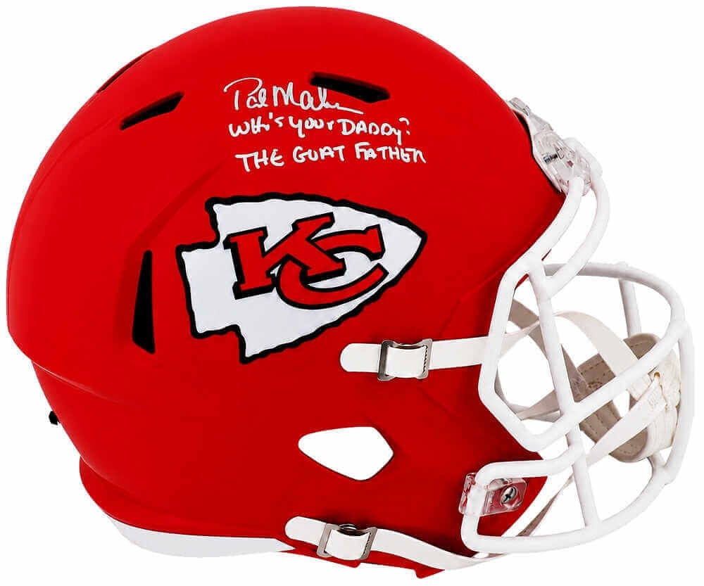 Kansas City Chiefs replica helmet signed by Pat Mahomes Sr with 2 inscriptions (1 of 1)