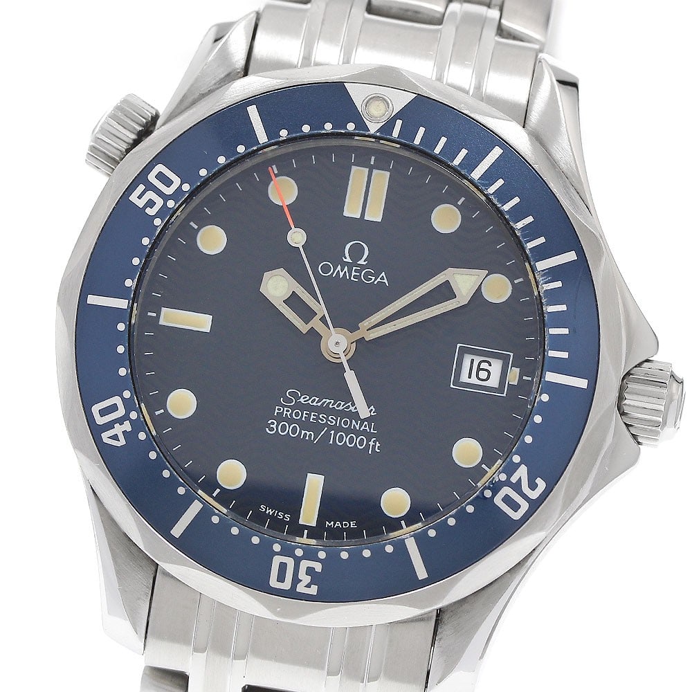OMEGA Seamaster 300 Ref 2561.80 Quartz Date Unisex Wristwatch: OMEGA Seamaster 300 Ref 2561.80 Quartz Date Unisex Wristwatch OMEGA Seamaster 300 quartz wristwatch with date display. This unisex model features a stainless steel case and bracelet with a navy dial. 