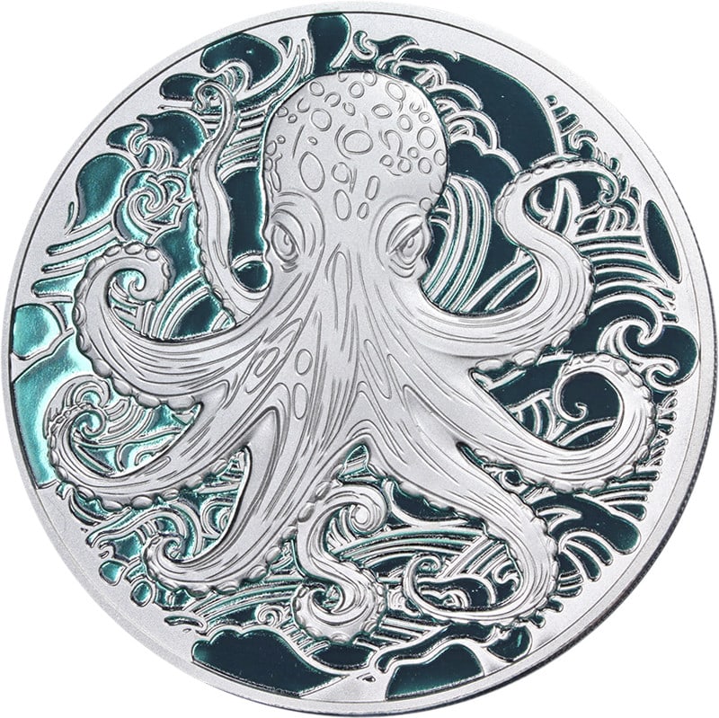 2025 Pitcairn Islands 5 Oz Silver $10 Ocean Wonders Octopus Proof Coin: 2025 Pitcairn Islands 5 Oz Silver $10 Ocean Wonders Octopus Proof Coin Discover the stunning 2025 Pitcairn Islands 5 Ounce Silver $10 Ocean Wonders Octopus coin, crafted in proof quality. This exquisi