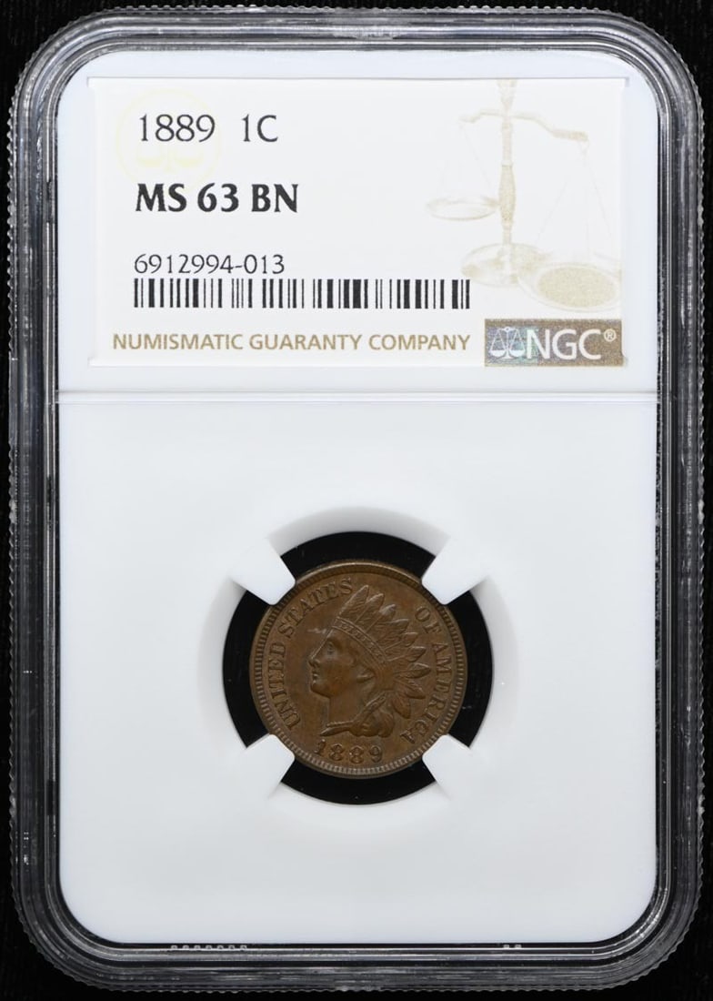 NGC MS63BN 1889 Indian Cent 1C Bronze: NGC MS63BN 1889 Indian Cent 1C Bronze 1889 Indian Cent 1C certified by NGC and graded MS63BN. This pre-owned United States coin is uncirculated and features the BN designation. Specifications Coin Typ