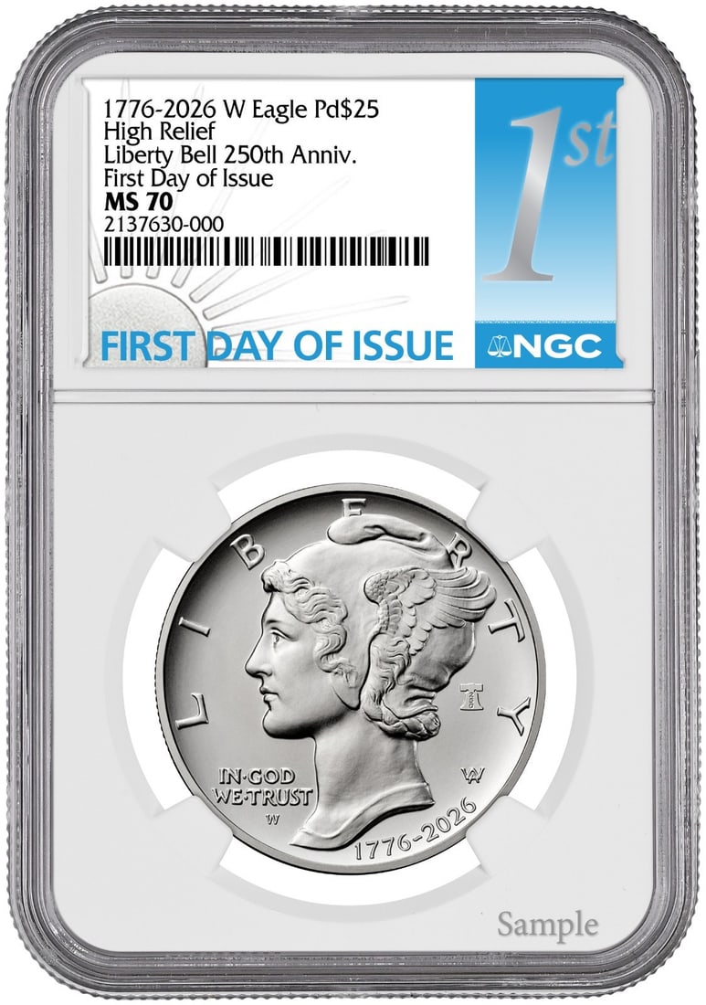 2026-W Palladium Eagle $25 High Relief 1 oz NGC MS70 Bell Privy FDOI (1 of 2)