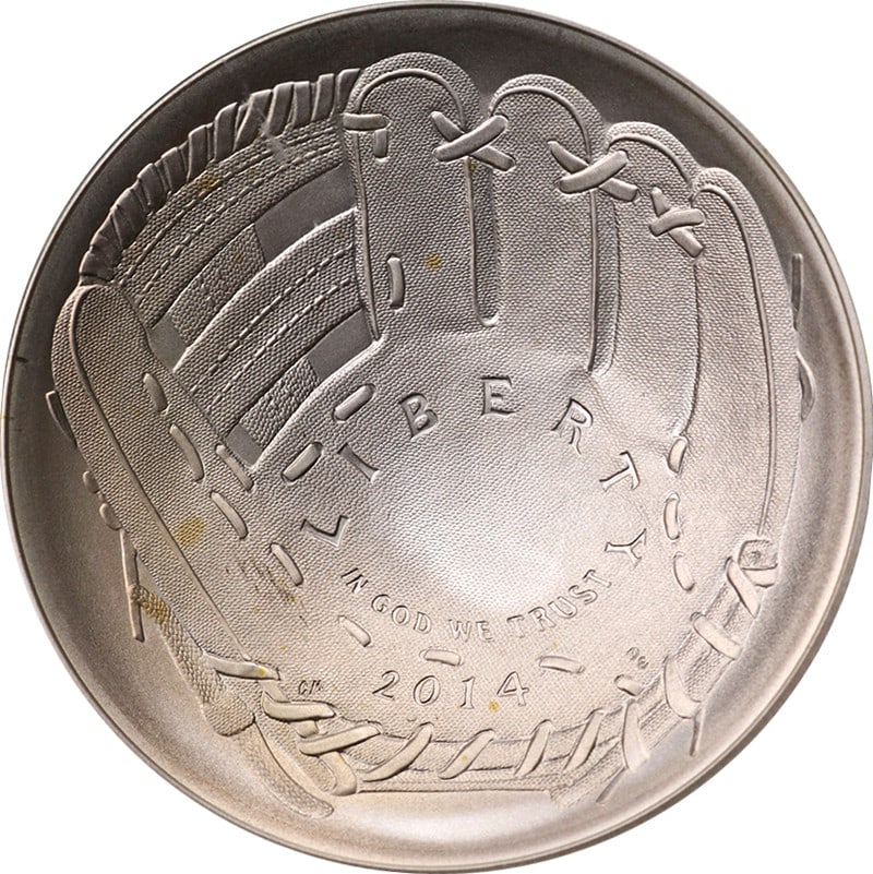 ANACS MS70 2014-P Silver Baseball Hall of Fame Dollar First Day Issue (1 of 4)