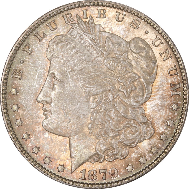 1879 S Uncirculated Morgan Silver Dollar Toned: 1879 S Uncirculated Morgan Silver Dollar Toned 1879-S Morgan Silver Dollar with toning. This uncirculated, uncertified coin is a pre-owned example struck in silver. Specifications Coin Type: Morgan Si