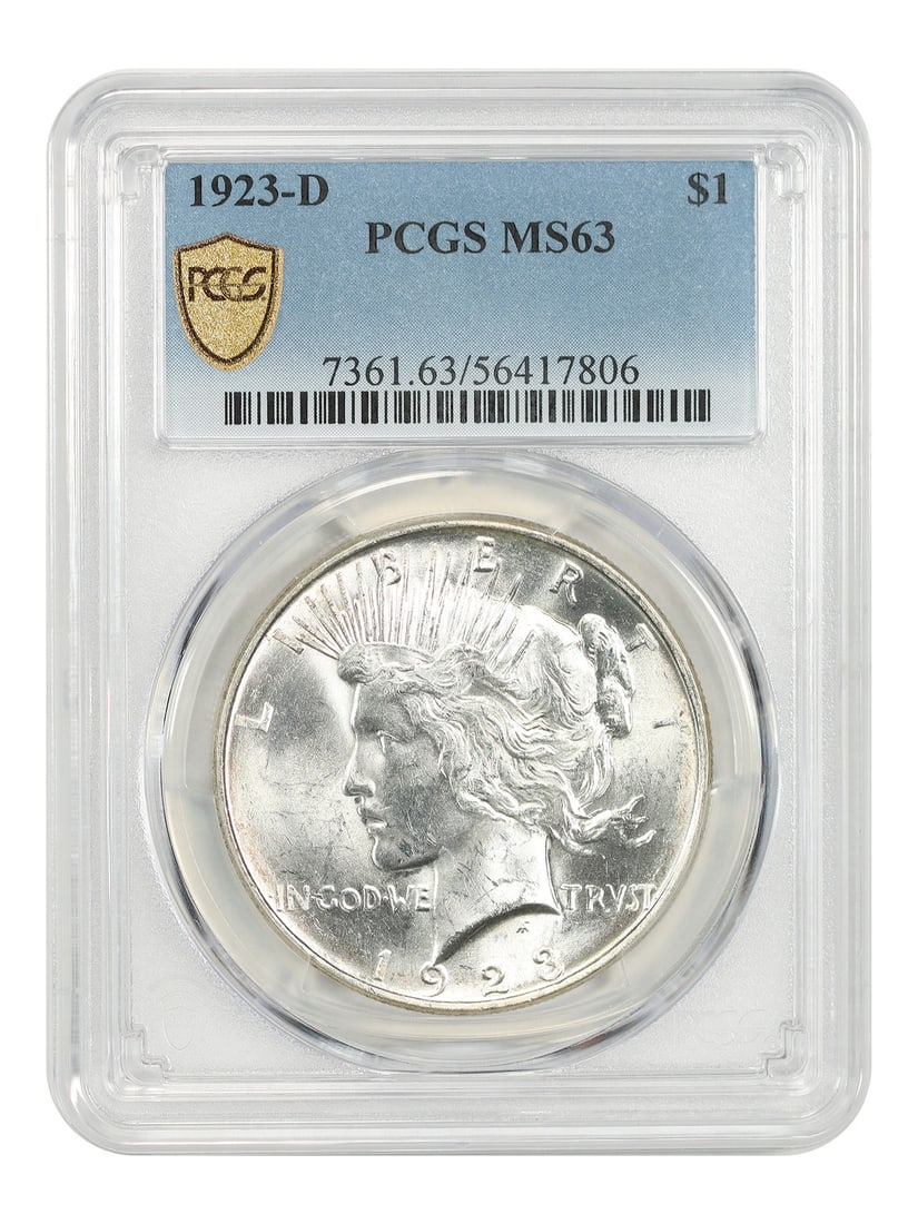 PCGS MS63 1923-D Peace Dollar Denver Mint $1 Coin (1 of 4)