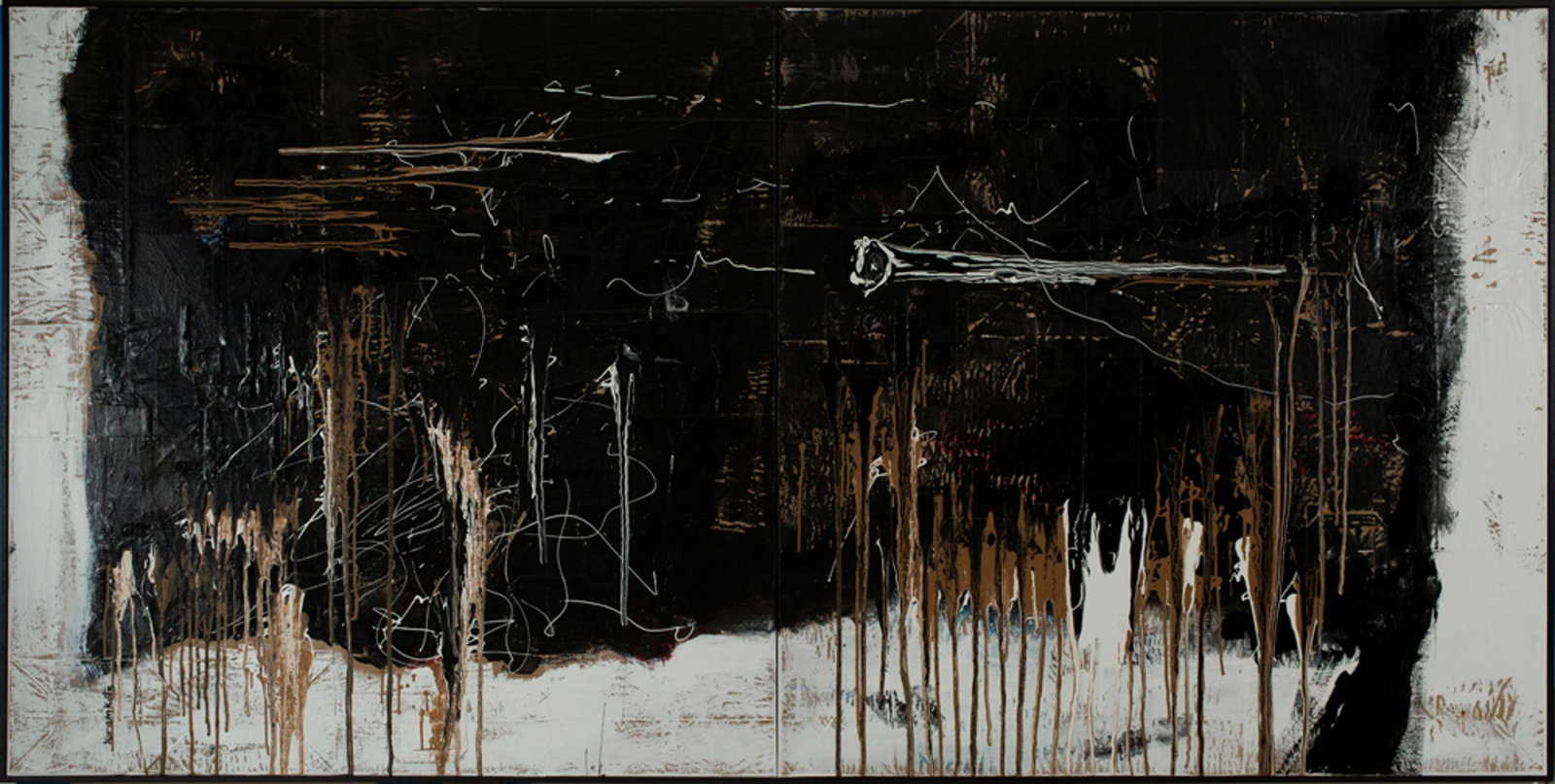 Yoram Katz Skies Are Not Blue Anymore abstract canvas painting 48 x 96: Yoram Katz Skies Are Not Blue Anymore abstract canvas painting 48 x 96 "Skies Are Not Blue Anymore" is a 2018 abstract painting by Yoram Katz. Executed in acrylic and enamel on canvas, this 21st-centu