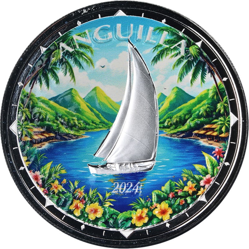 2024 Anguilla $2 Regatta Sailing Ship 1 Oz .999 Silver Proof OGP COA (1 of 3)